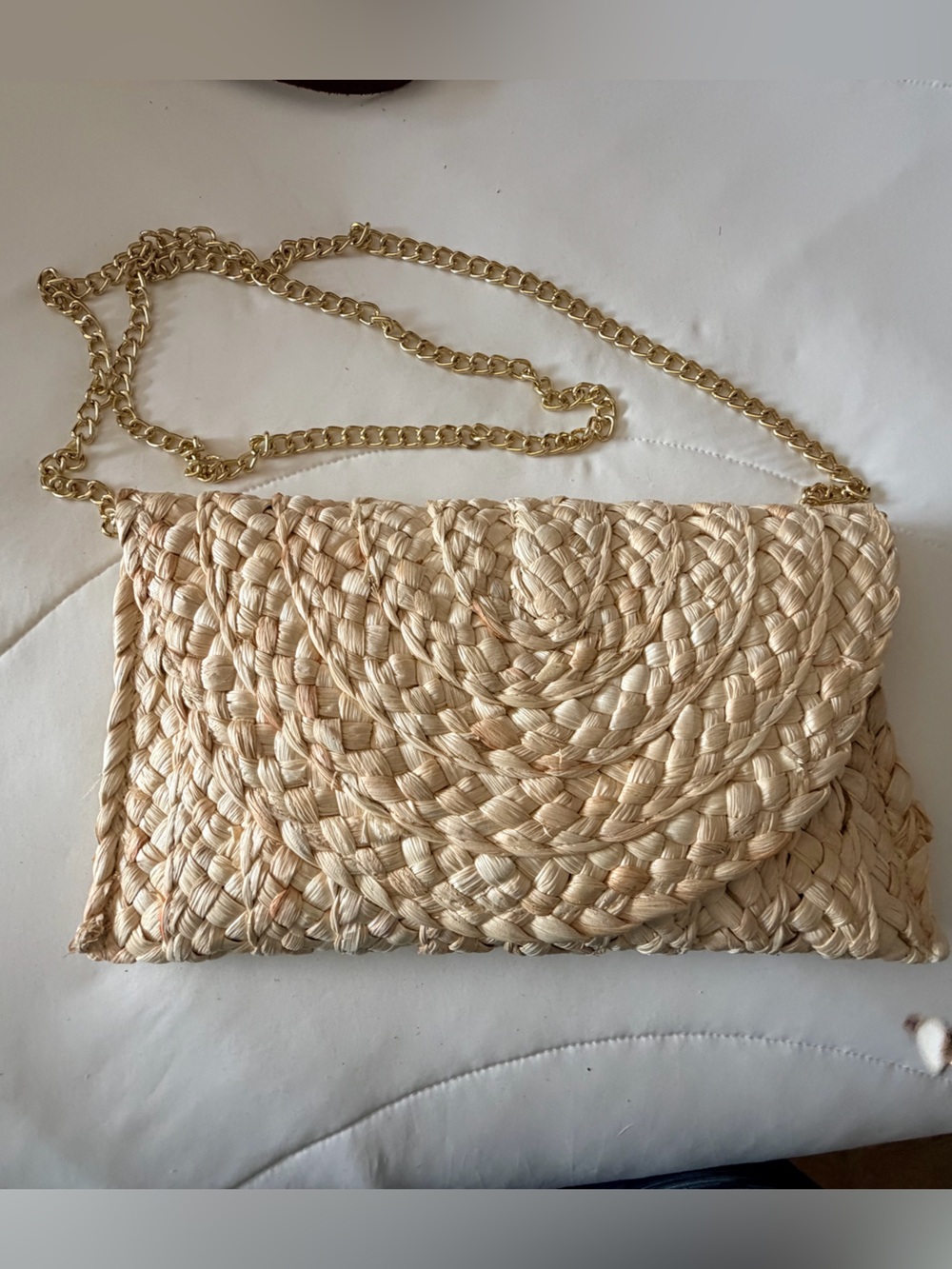 Woven Straw Crossbody Bag - Beige